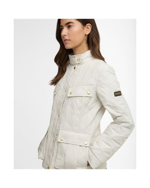 Barbour White Halsey Long Sleeve Quilted Jacket