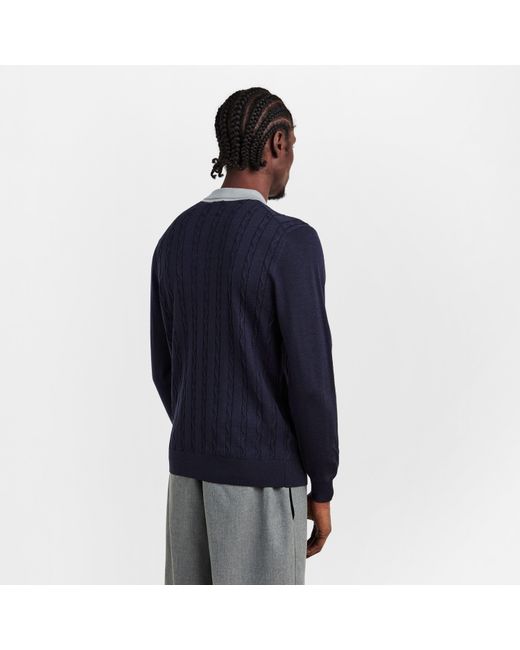 Pal Zileri Blue Wool Zipped Short-Sleeve Polo Shirt for men