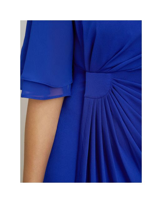 Gina Bacconi Blue Hanne Jersey And Chiffon Wrap Dress