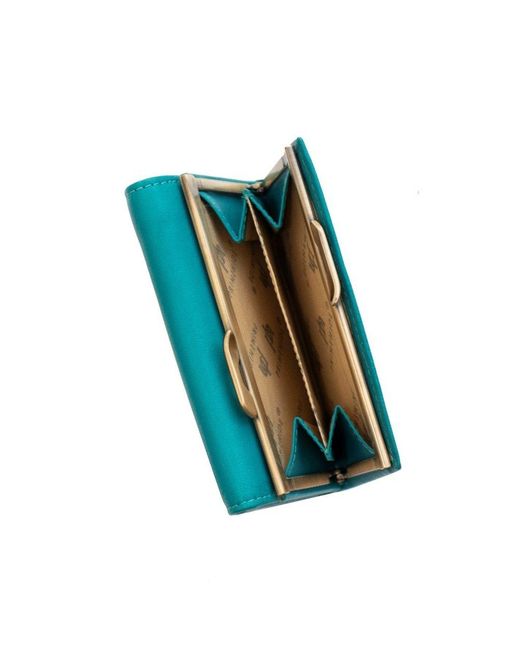 PRIMEHIDE Leather Blue Velura Clip Frame Trifold Purse