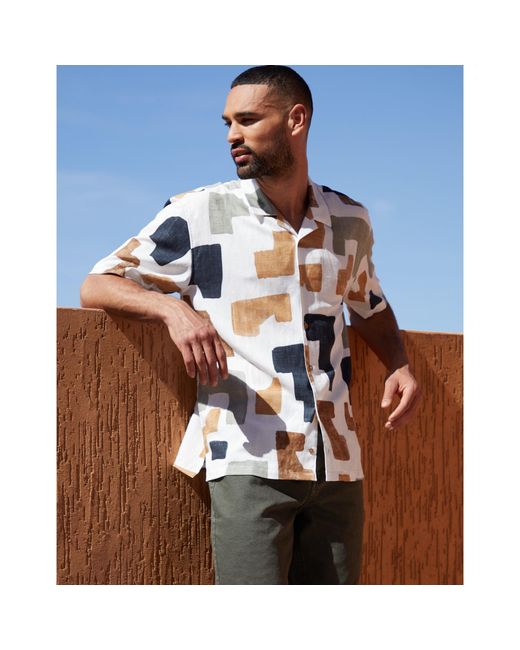 Threadbare Blue Short-Sleeve Patterned Shirt for men