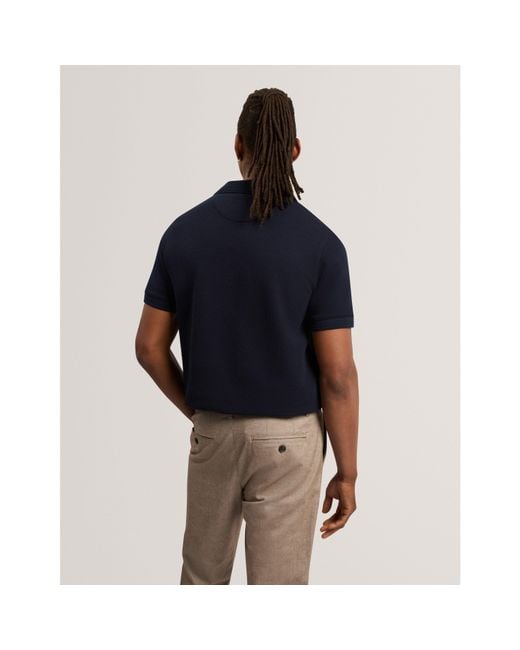 Ted Baker Blue Ted Ss Waffle Polo Sn64 for men