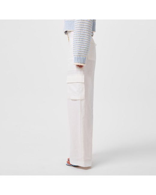 LoveShackFancy White Pora Linen Cargo Trousers