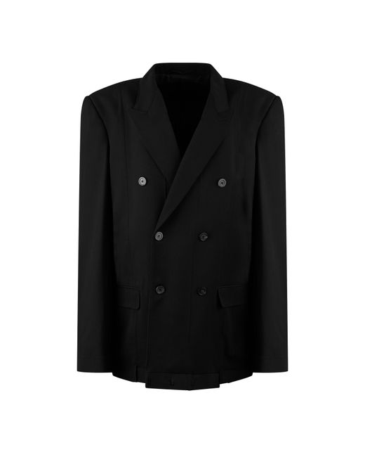Balenciaga Black Double Breasted Wool Long Sleeve Blazer