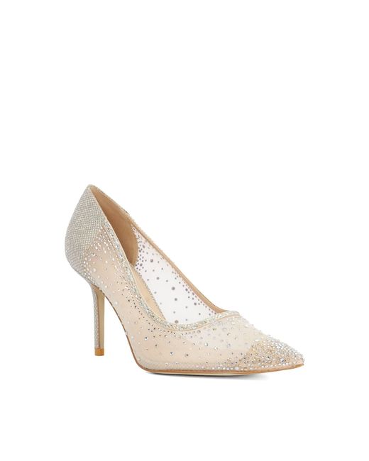 Dune White Bejewells Stiletto Court Shoes