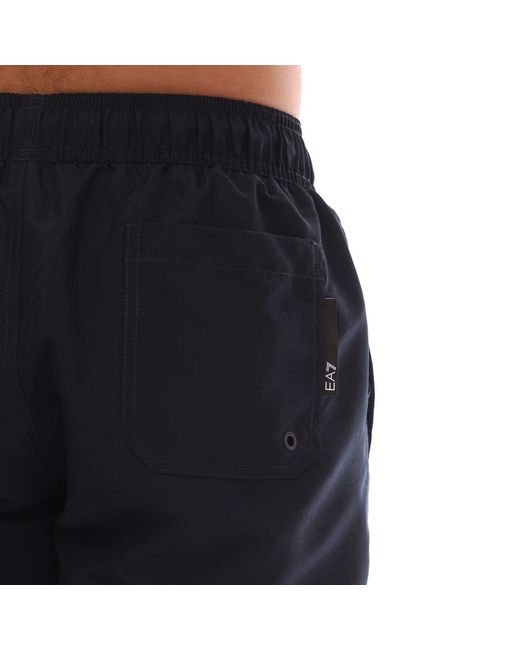 EA7 Black Logo Tape Swim Shorts for men