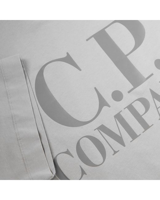 C P Company Gray Double Logo Tee for men