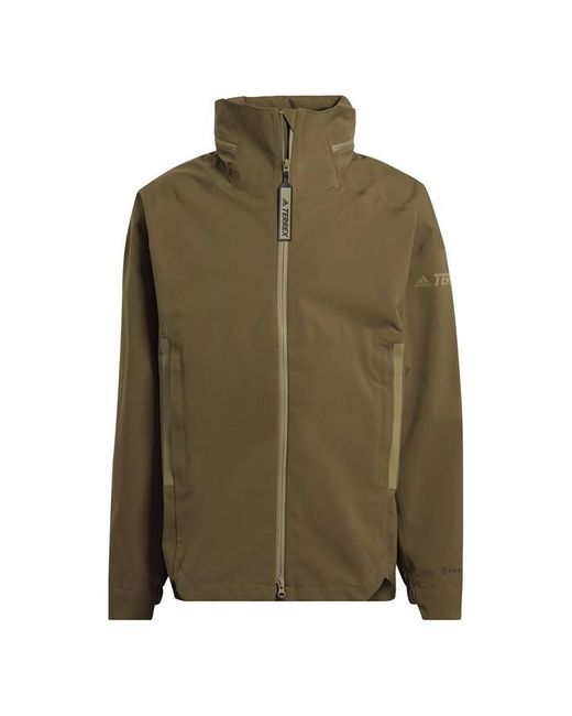 Adidas Terrex C Myshelter.r Waterproof Sports Outdoor Hooded Jacket Dark Olive Green for men