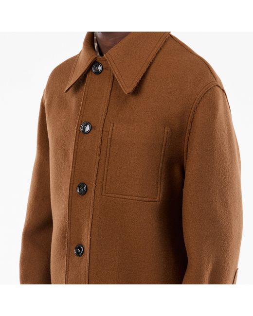 AMI Brown Wool Structured Overshirt for men