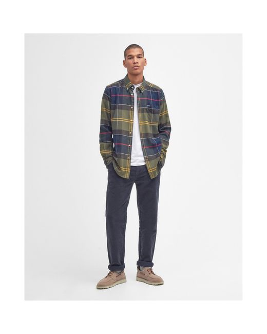Barbour Blue Edderton Long Sleeve Patterned Shirt for men