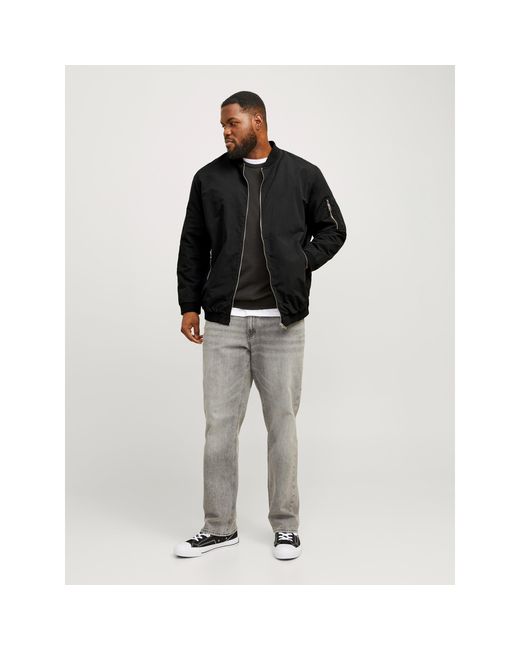 Jack & Jones Black Rush Plus Size Long Sleeve Bomber Jacket for men