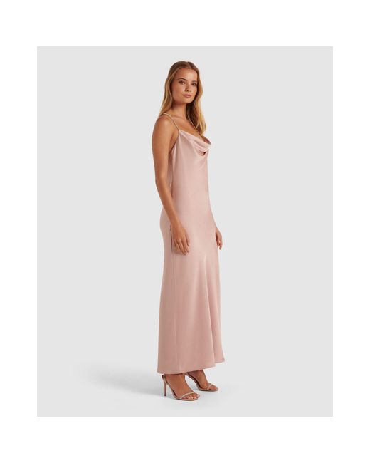 Forever New Pink Hannah Diamante Strap Satin Dress