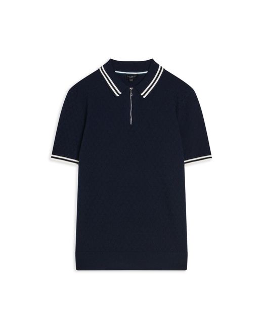 Ted Baker Blue Mahani Zip Polo Shirt for men