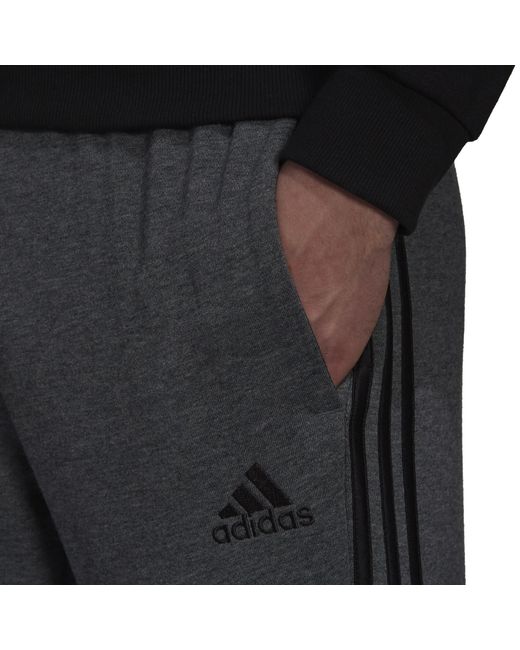 Adidas Gray Essentials French Terry Tapered Cuff 3-Stripes Joggers for men