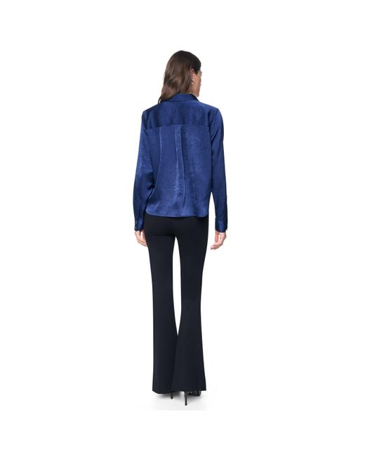 DKNY Blue Twist Crease Long-Sleeve Blouse