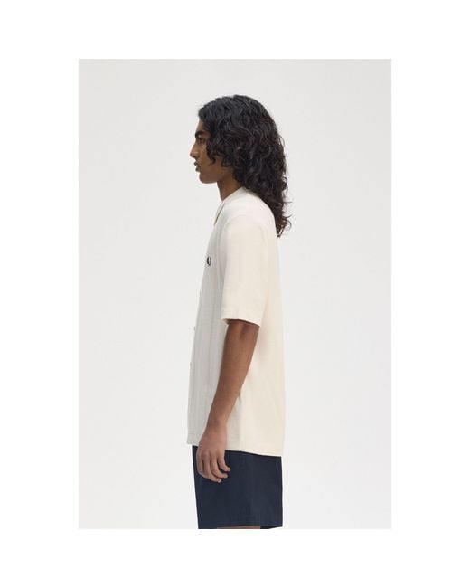 Fred Perry White Short-Sleeve Plain Shirt for men