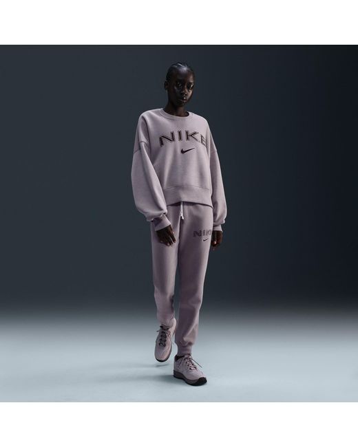 Nike Purple Sportswear Phoenix Fleece Mid-Rise Logo Sweatpants