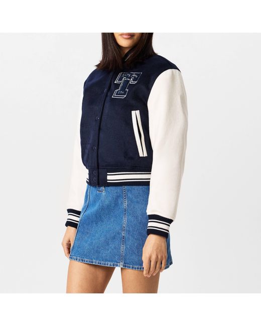 Tommy Hilfiger Blue Letterman Wool Long Sleeve Varsity Jacket
