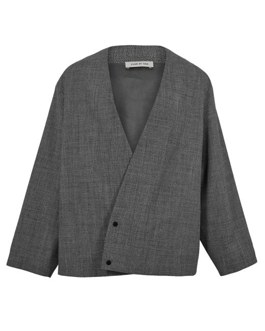 Fear Of God Gray Cropped Lapelless Jacket for men