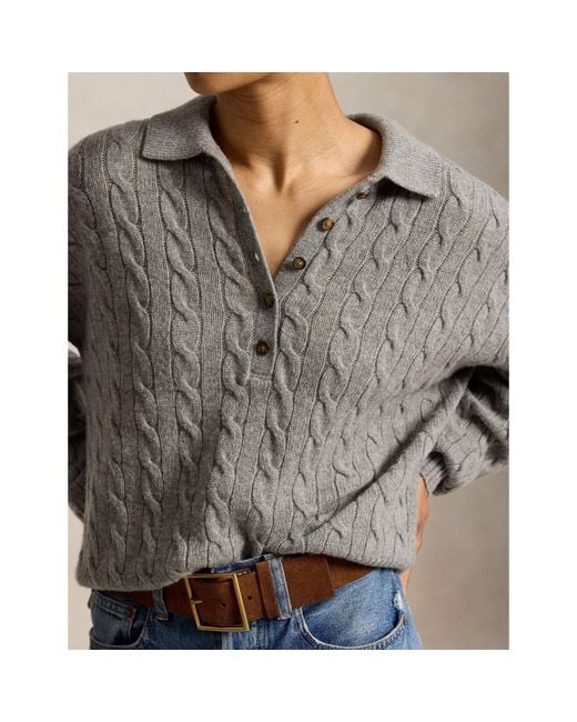 Polo Ralph Lauren Gray Sweater Polo Knitted Long Sleeve Shirt