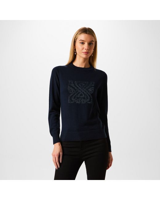 Biba Blue Merino Logo Jumper