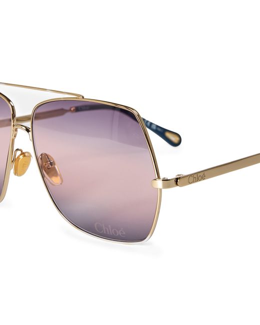 Chloé Pink Ch0278S Sculptural Metal Oversized Sunglasses