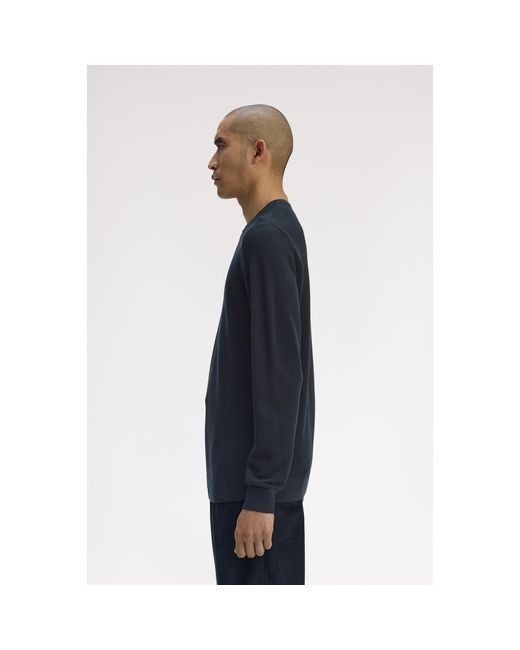 Fred Perry Blue Pique Crew Neck Jumper for men