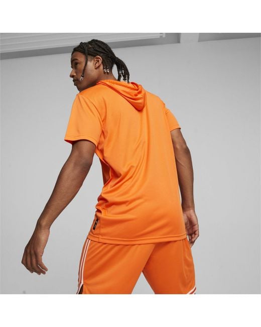 PUMA Orange Hoops Team Short Sleeve Performance T-Shirt for men