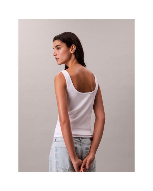 Calvin Klein White Ckj Mono Scoop Vest