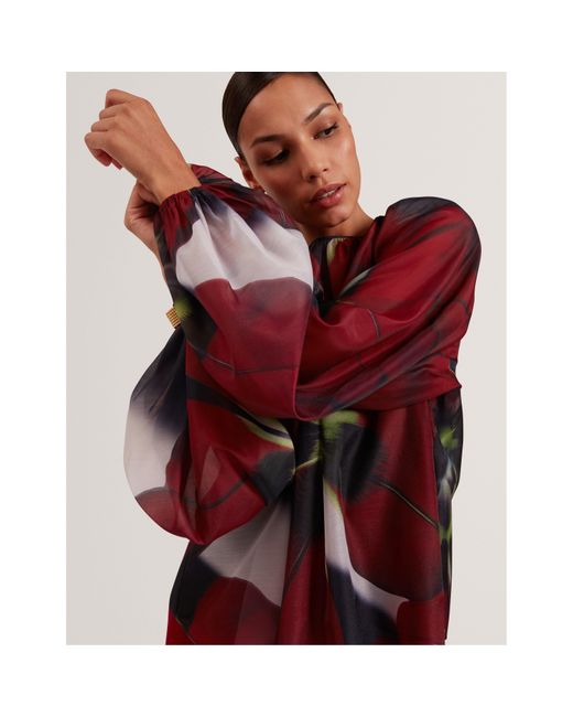 Ted Baker Red Long Sleeve Print Blouse