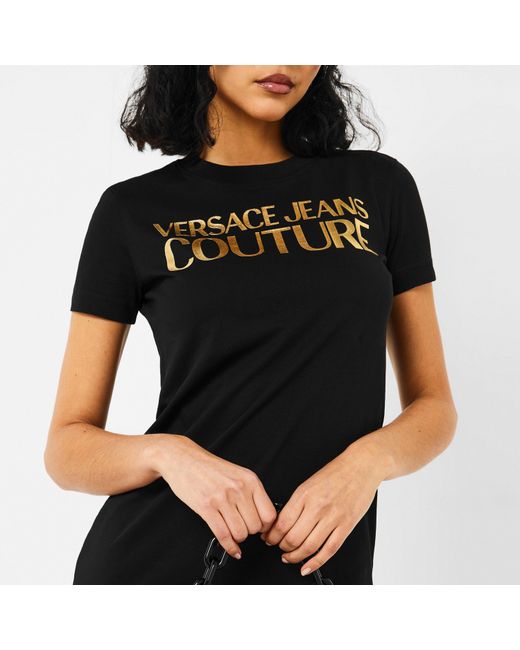 Versace Jeans Couture Black Jersey Basic Logo Dress