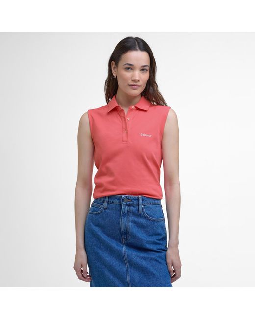 Barbour Pink Bowford Sleeveless Polo Shirt