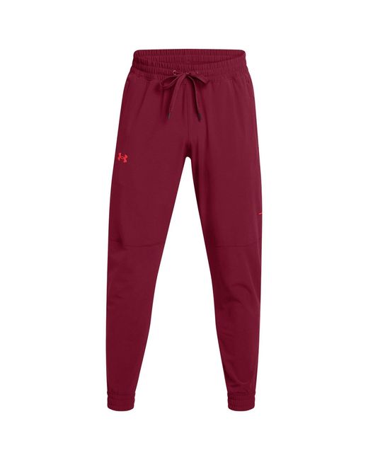 Under Armour Red Baseline Woven Performance Tracksuit Bottom for men