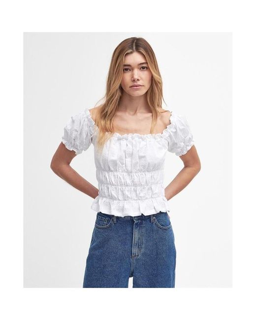 Barbour White Nicola Off-the-shoulder Top