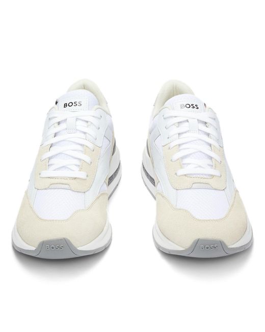 Boss White Kurt Runner Style Trainers for men