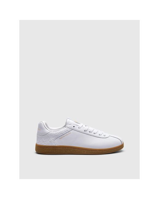 Pretty Green White Zetas Leather Low-Top Trainers for men