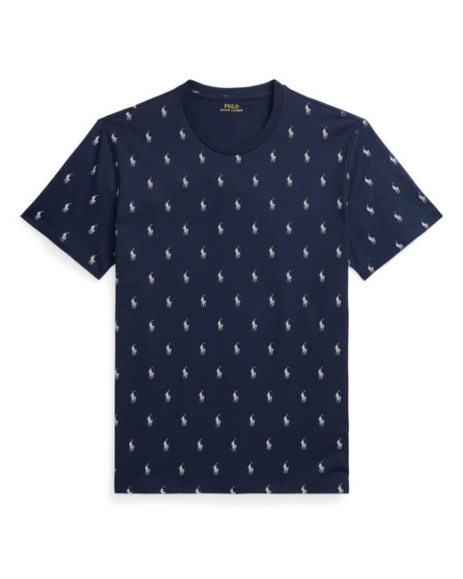 Polo Ralph Lauren Blue All Over Pony Cotton Short Sleeve T-Shirt for men