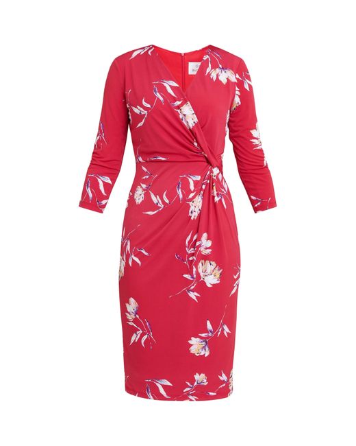 Gina Bacconi Red Darcy Jersey Wrap Dress