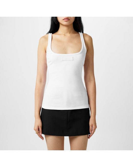 Versace White 90S Vintage Logo Ribbed Tank Top