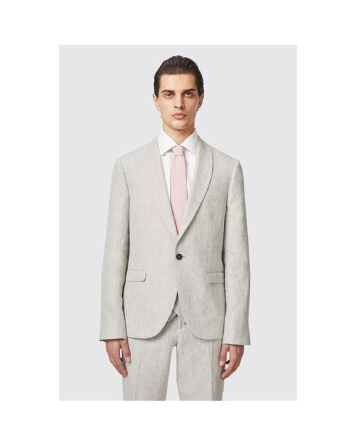 Twisted Tailor Gray Clairmont Slim Fit Linen Suit Jacket for men