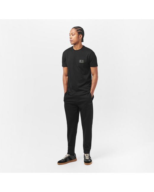 ARMANI EXCHANGE Black Closed Hem Fleece Joggers for men