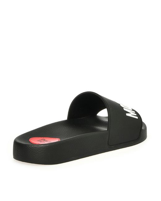 Love Moschino Black Embossed Logo Sliders