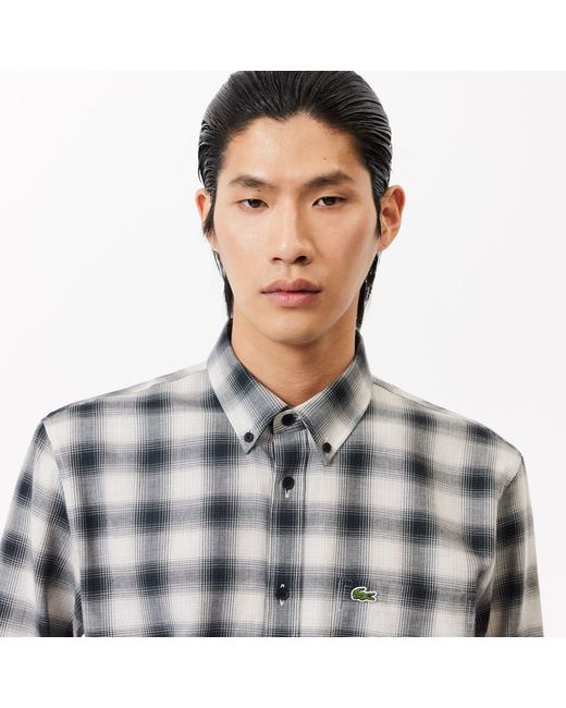 Lacoste Gray Regular Fit Flannel Shirt for men