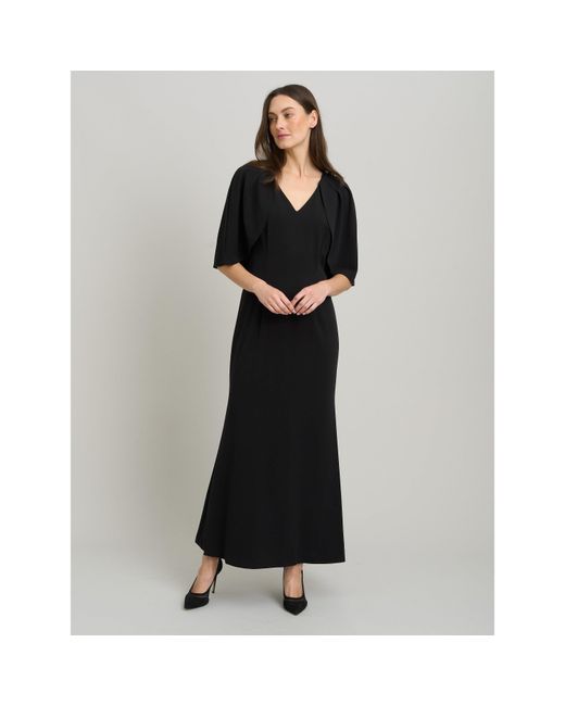 Gina Bacconi Black Francine Cape Sleeve Maxi Dress