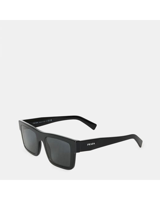 Prada Gray Symbole Rectangle Sunglasses for men