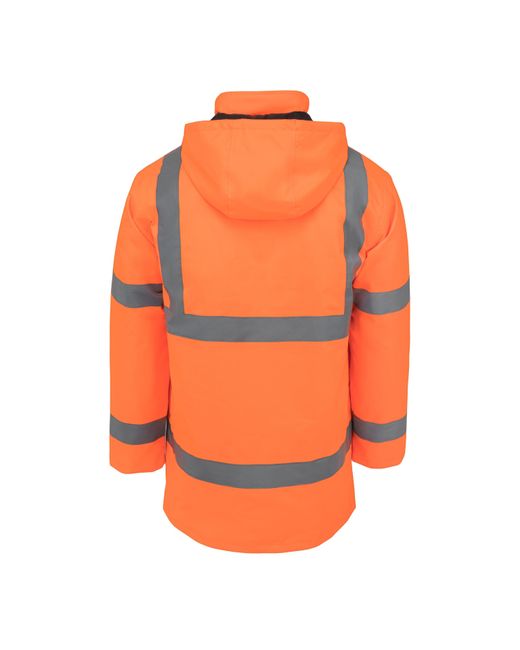 Dunlop Orange Waterproof Wind Resistant Reflective Long Sleeve Hi-Vis Jacket for men