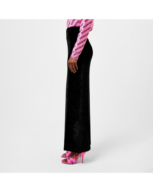 Balenciaga Black Velvet Maxi Skirt