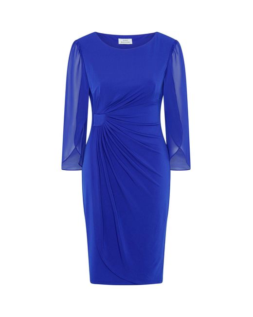 Gina Bacconi Blue Ryder Jersey And Chiffon Wrap Dress