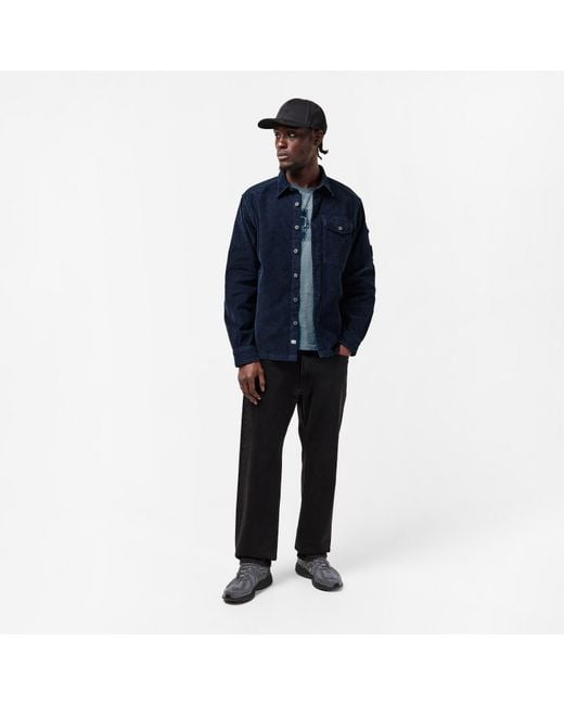 C P Company Blue Lens Single Pocket Long Sleeve Corduroy Shirt for men