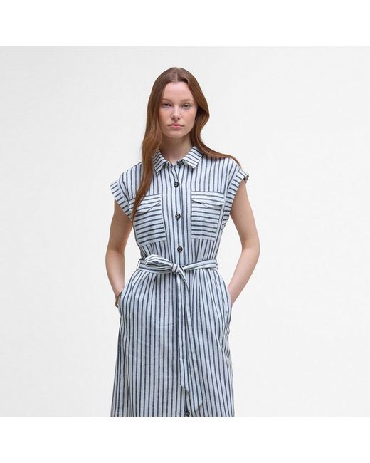 Barbour Blue Abby Tailored Button-Through Shirt Dress